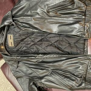 Men’s black leather jacket